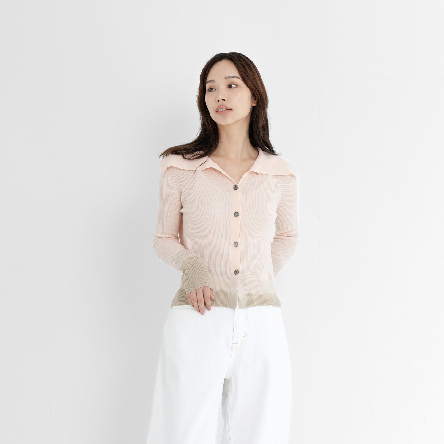 Plant Dye Ultrafine Wool Cardigan - Peach