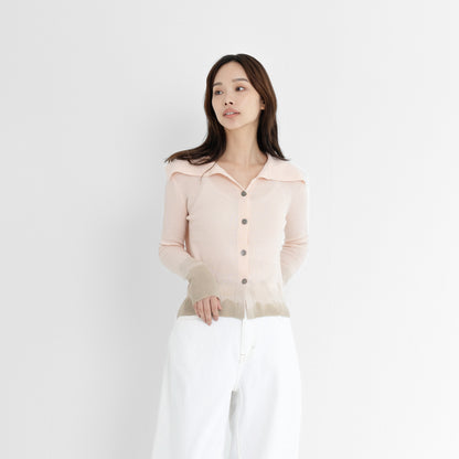 Plant Dye Ultrafine Wool Cardigan - Peach