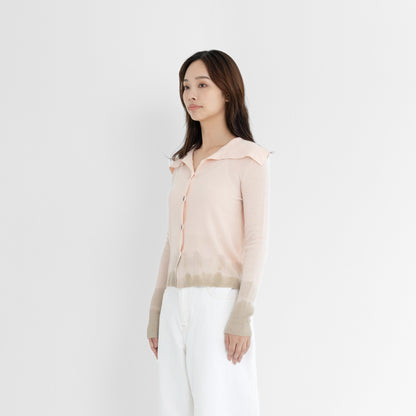 Plant Dye Ultrafine Wool Cardigan - Peach