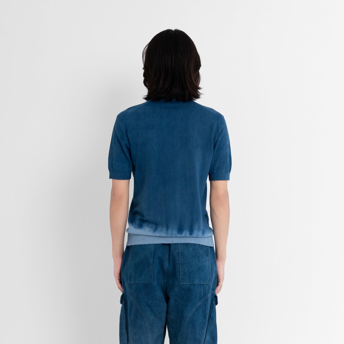 Plant Dye Knitted Polo shirt - L.Blue