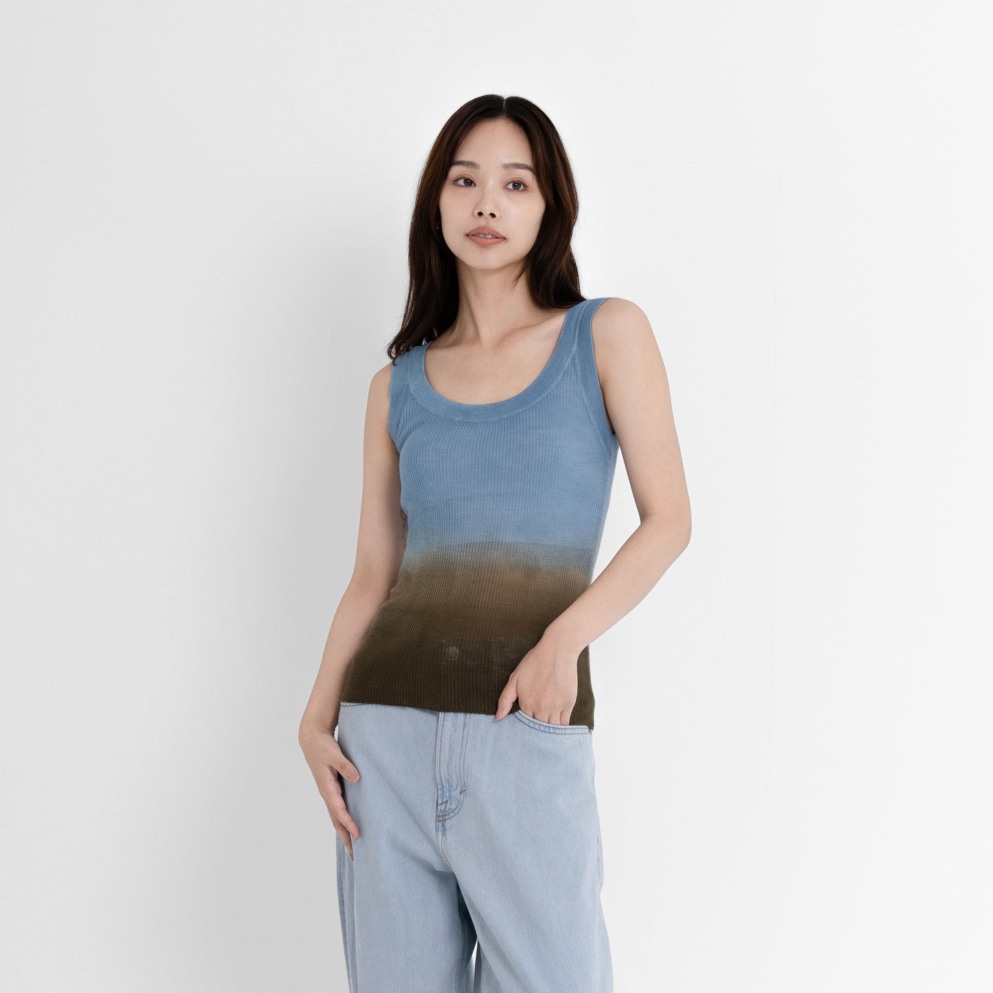 Plant Dye Ultrafine Wool Tank Top - Indigo