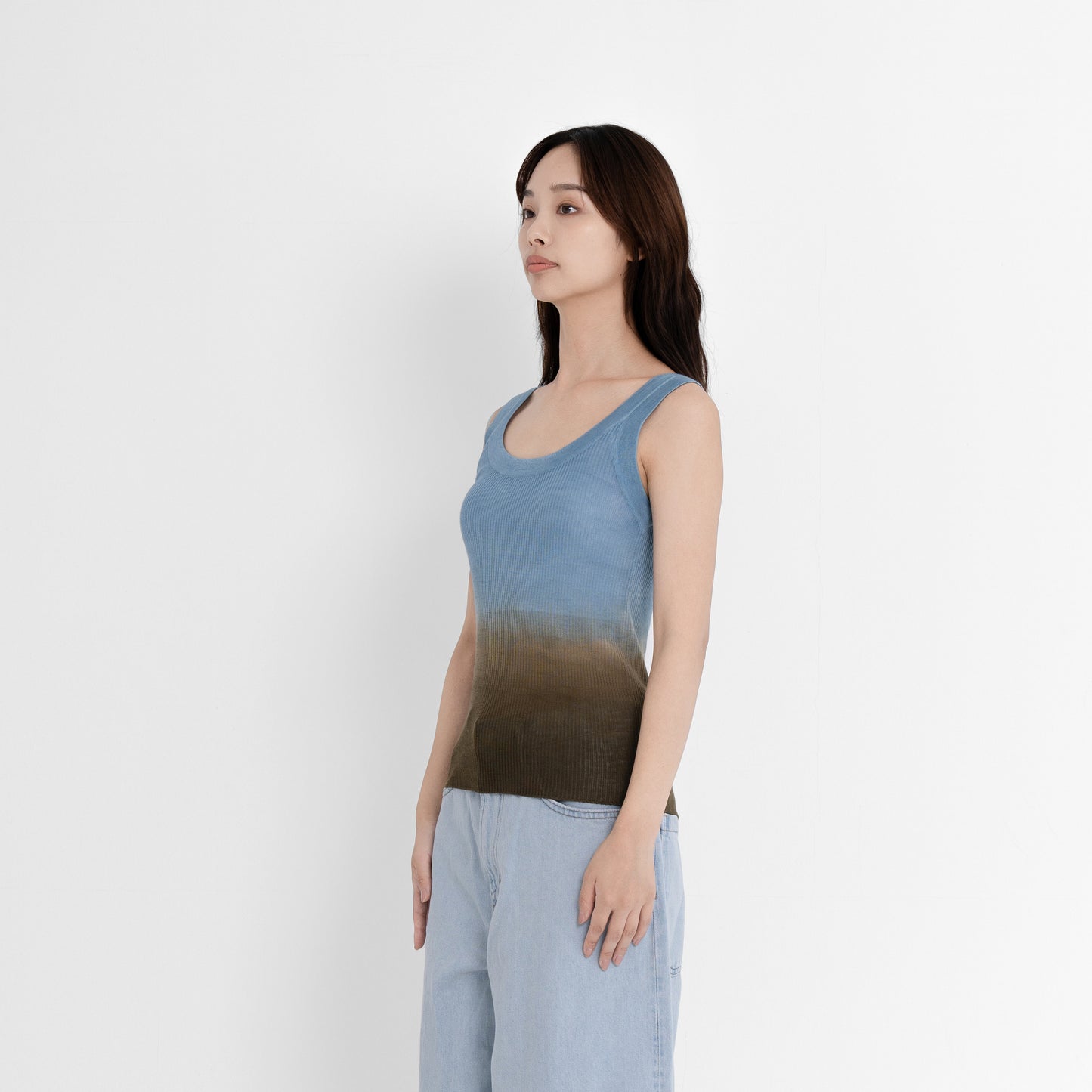 Plant Dye Ultrafine Wool Tank Top - Indigo