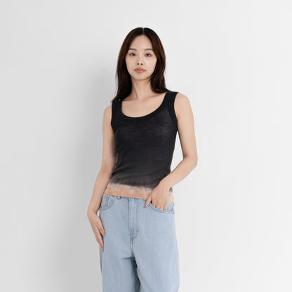 Plant Dye Ultrafine Wool Tank Top - D.Gray