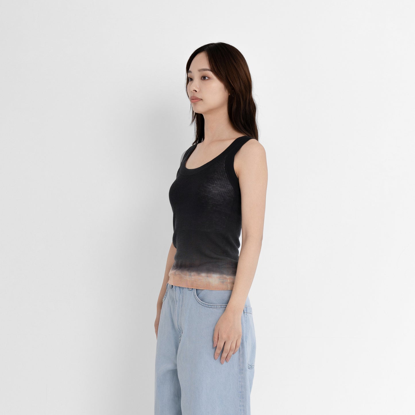 Plant Dye Ultrafine Wool Tank Top - D.Gray