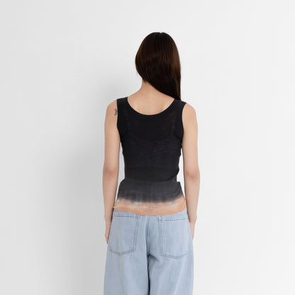 Plant Dye Ultrafine Wool Tank Top - D.Gray