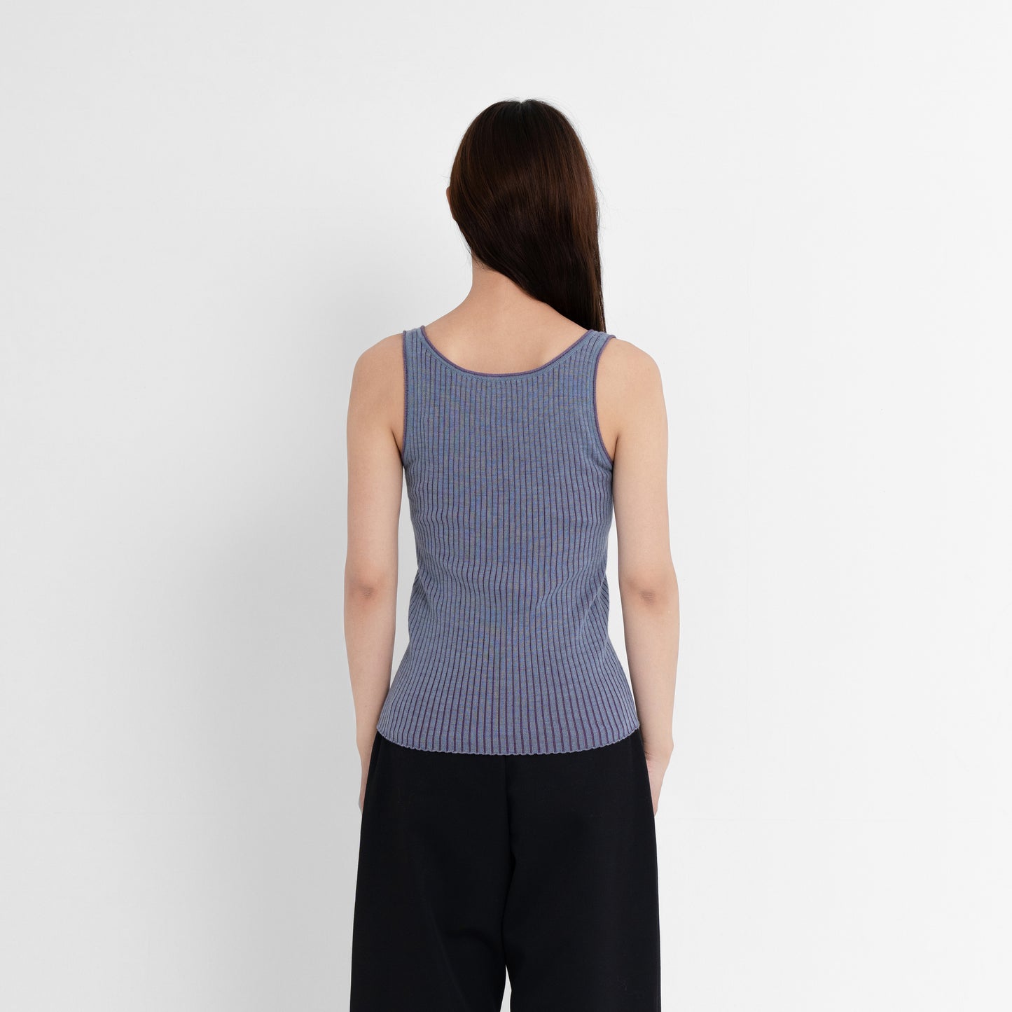 Plant Dye Ultrafine Wool V-neck Vest - Purple