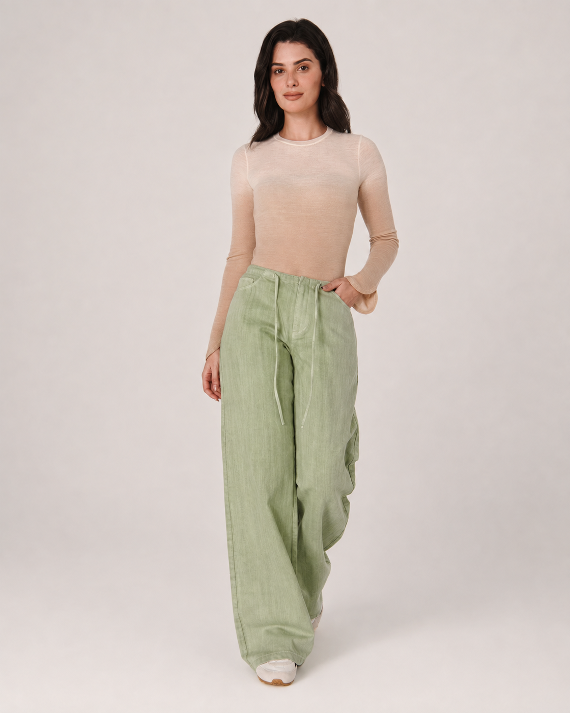 THE DIP-DYED PETAL WOOL TOP Beige