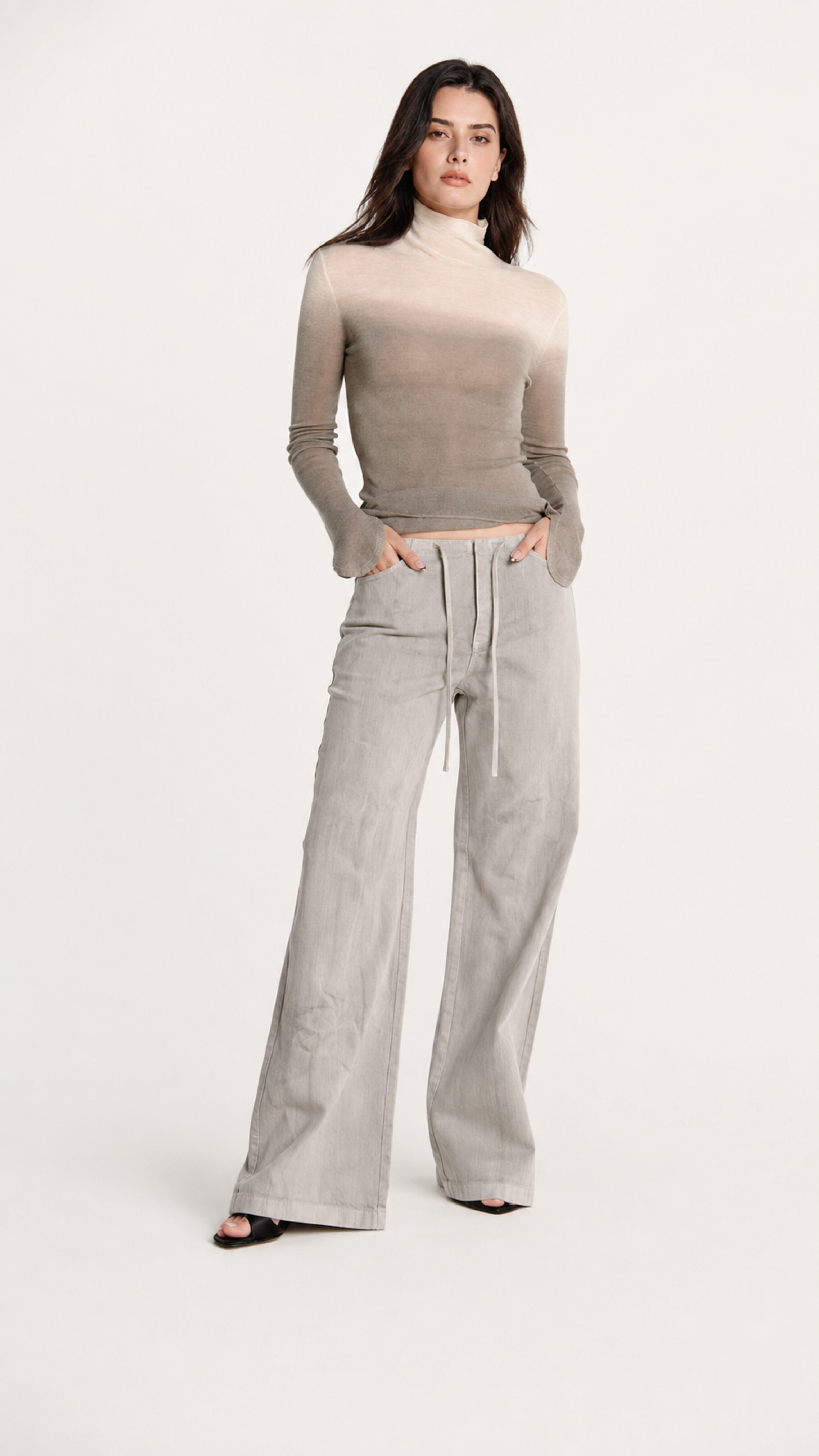 Mineral Dye Low Rise Drawstring Wide Leg Jean