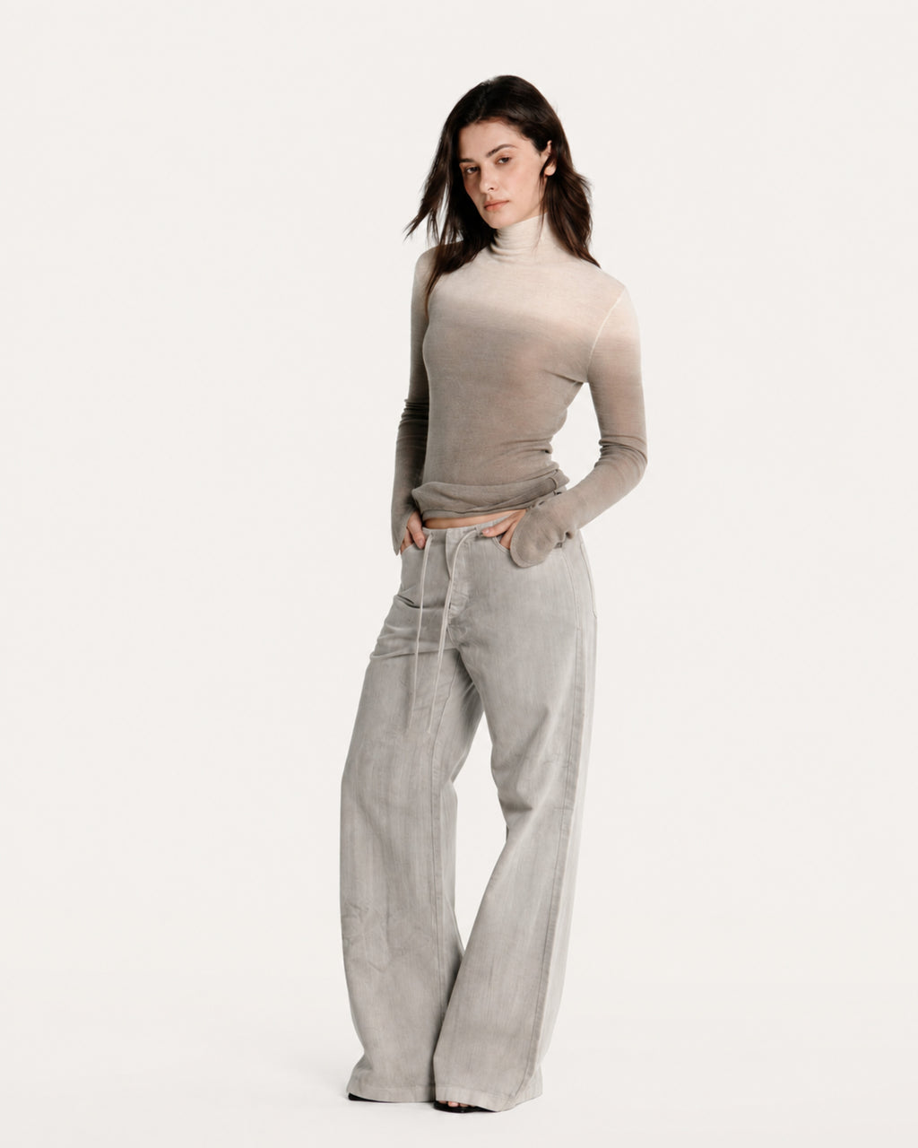 Mineral Dye Low Rise Drawstring Wide Leg Jean