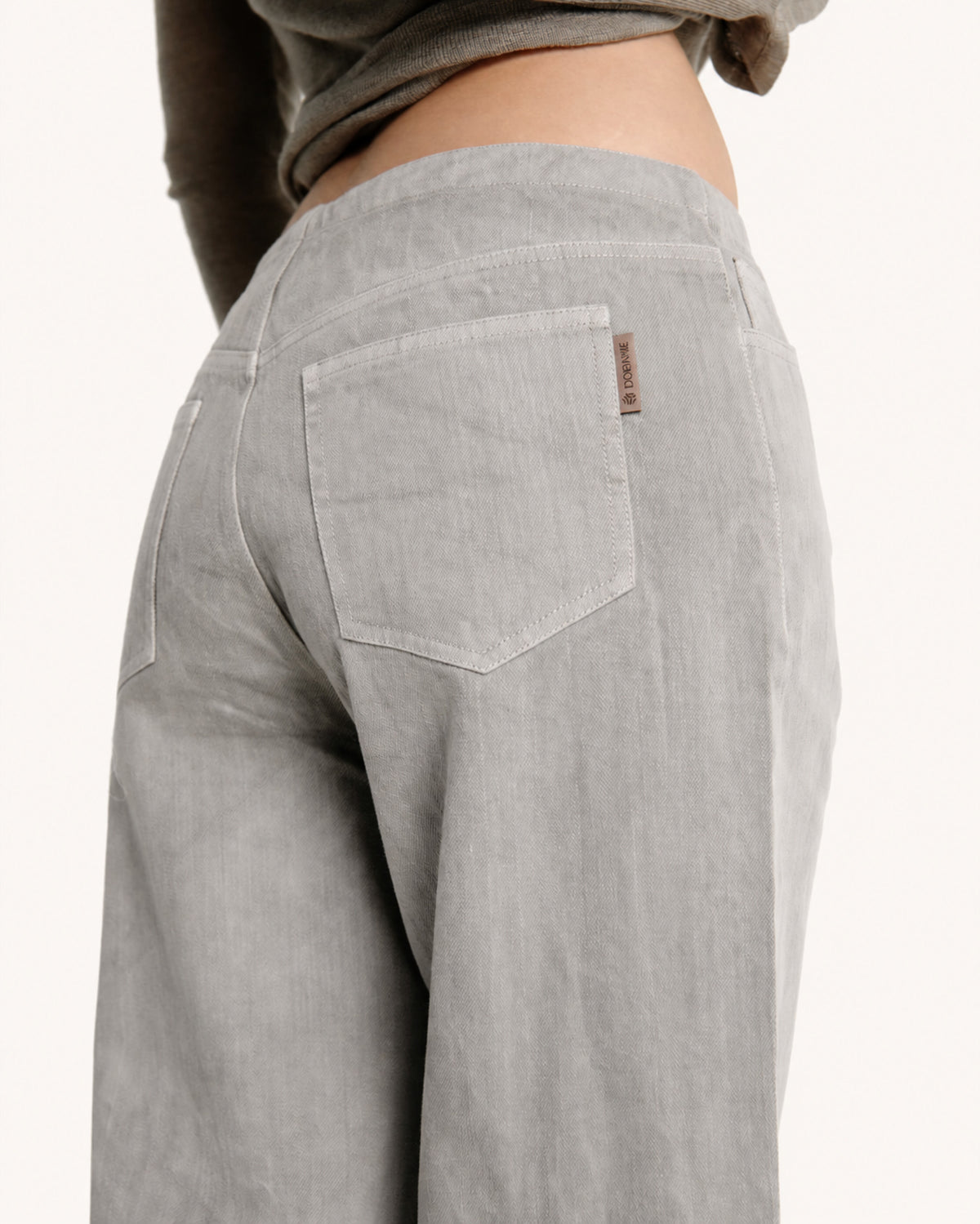 Mineral Dye Low Rise Drawstring Wide Leg Jean