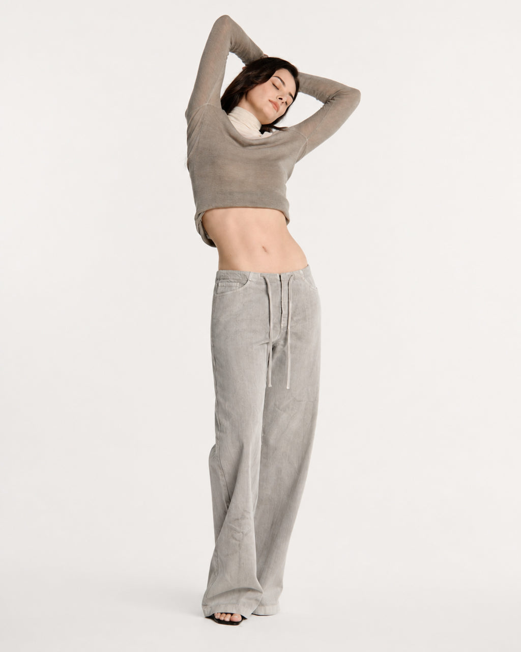 Mineral Dye Low Rise Drawstring Wide Leg Jean