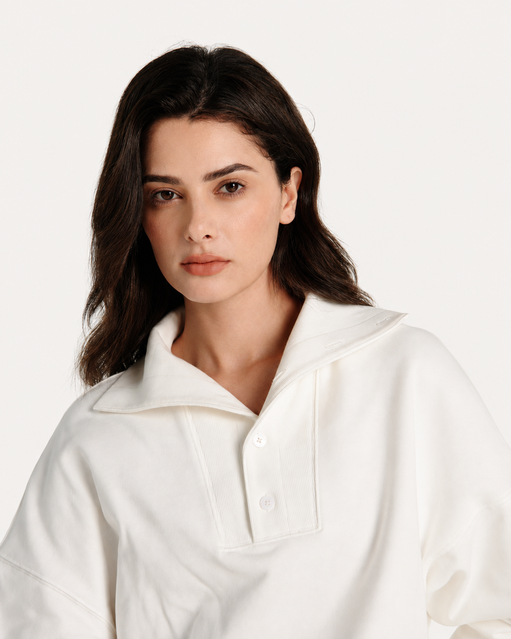 White Wide-Collar Pullover