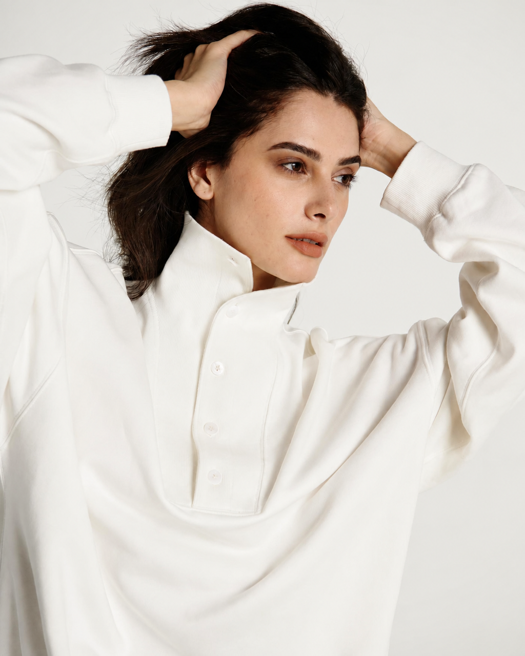 White Wide-Collar Pullover