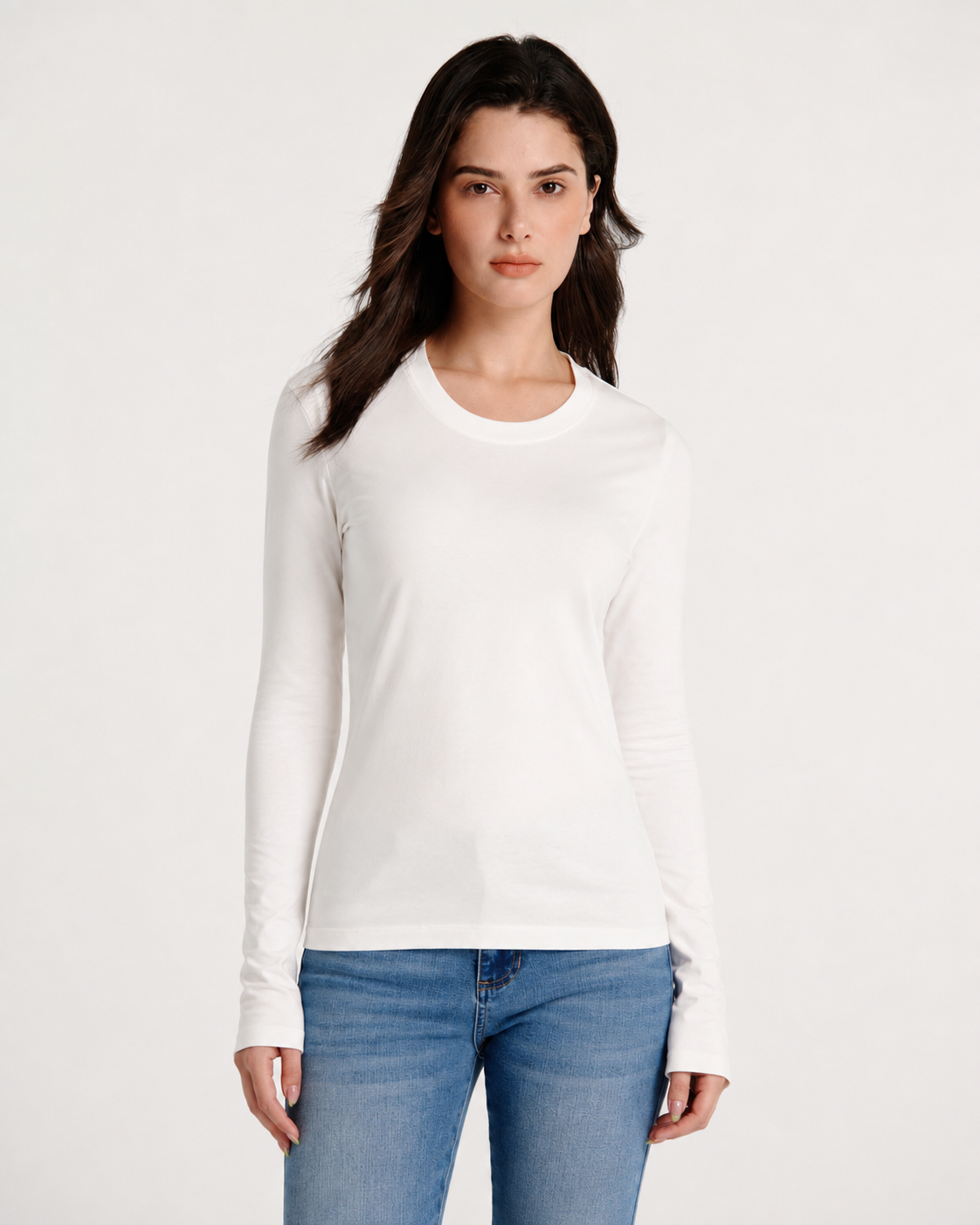 U-crewneck Long-sleeve T-shirt White
