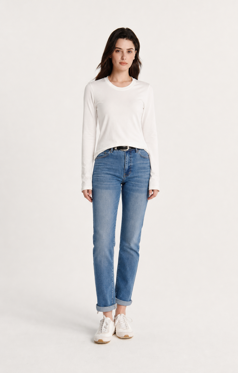 U-crewneck Long-sleeve T-shirt White