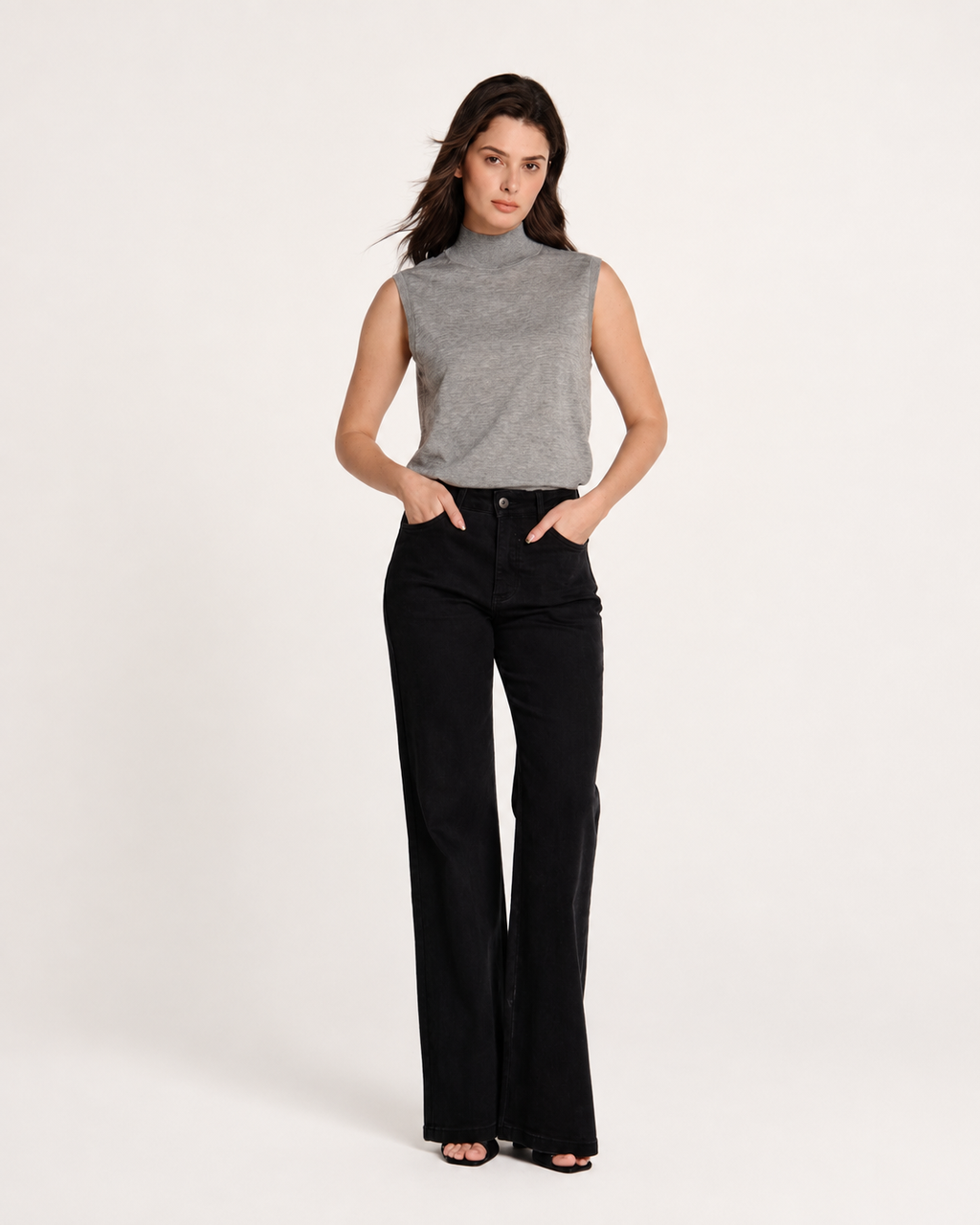 37.5® Thermoregulating Cashmere Sleeveless Turtleneck Grey