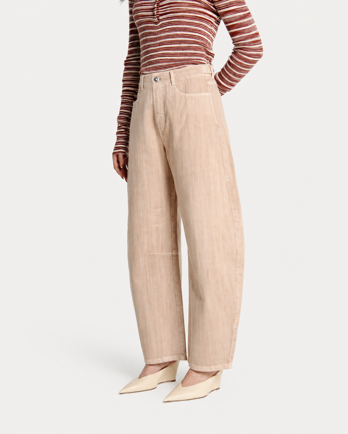 Mineral Dye Cinch-Waist Barrel Jeans
