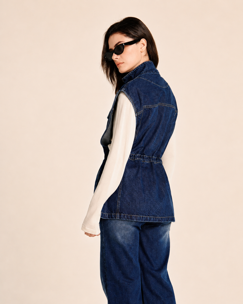 Cinch Waist Denim Gilet