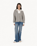 Mineral Dyed Wide Collar Pullover With Straight-Hem Grey