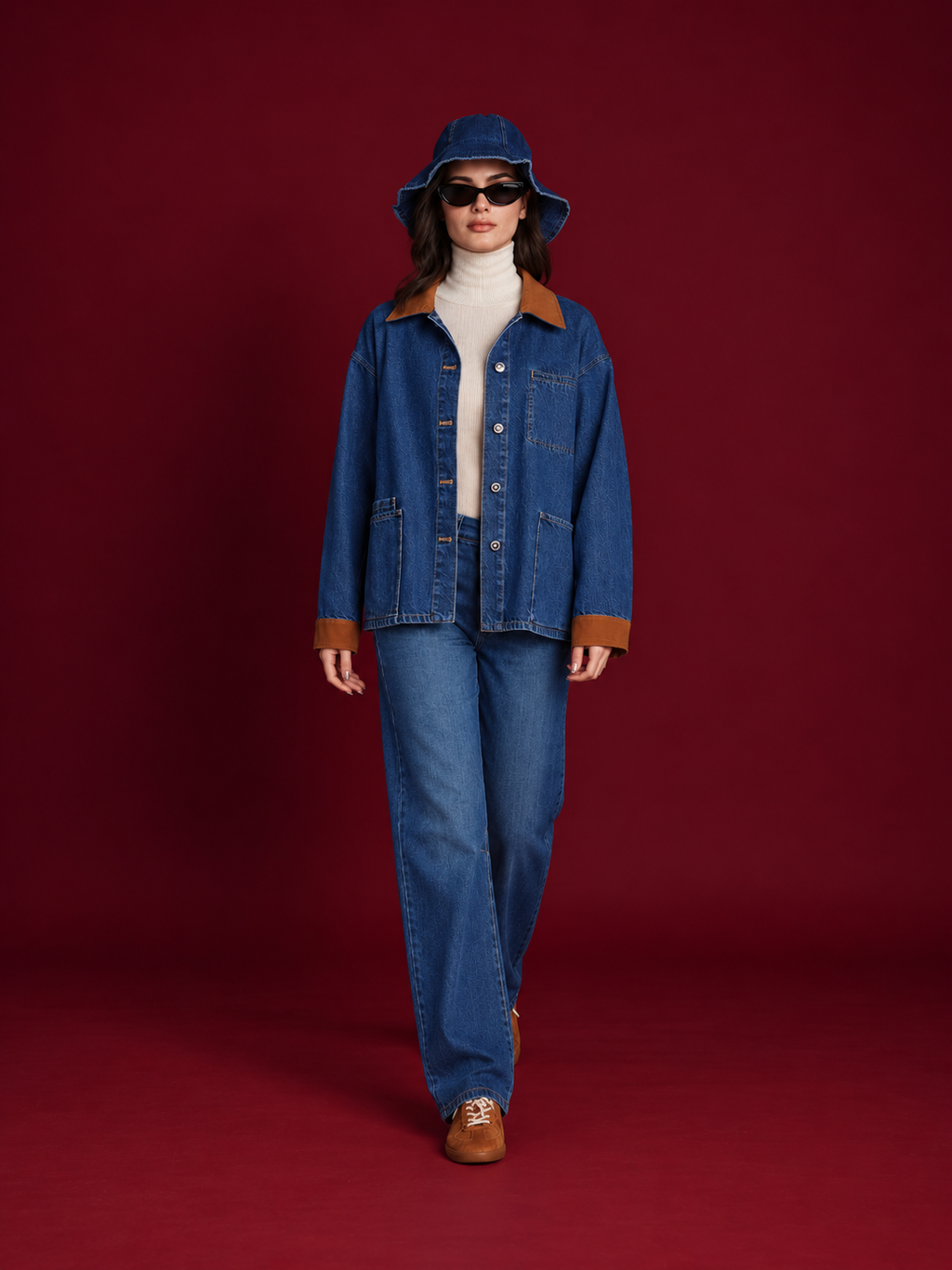 Convertible-Brim Denim Bucket Hat