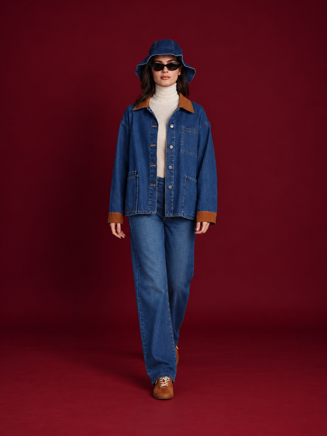 Convertible-Brim Denim Bucket Hat