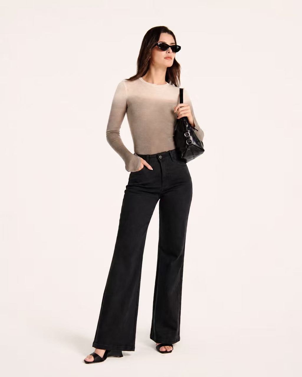 Shaping Wide Leg Jean Black