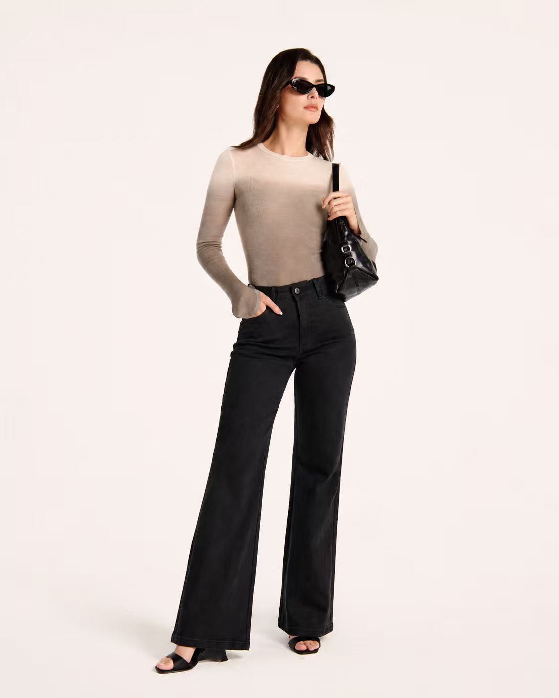 Shaping Wide Leg Jean Black