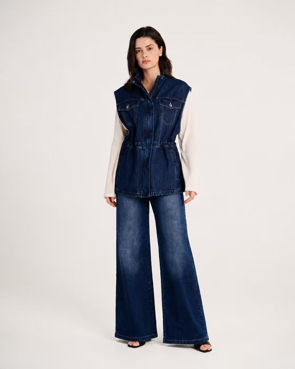Shaping Wide Leg Jean Navy