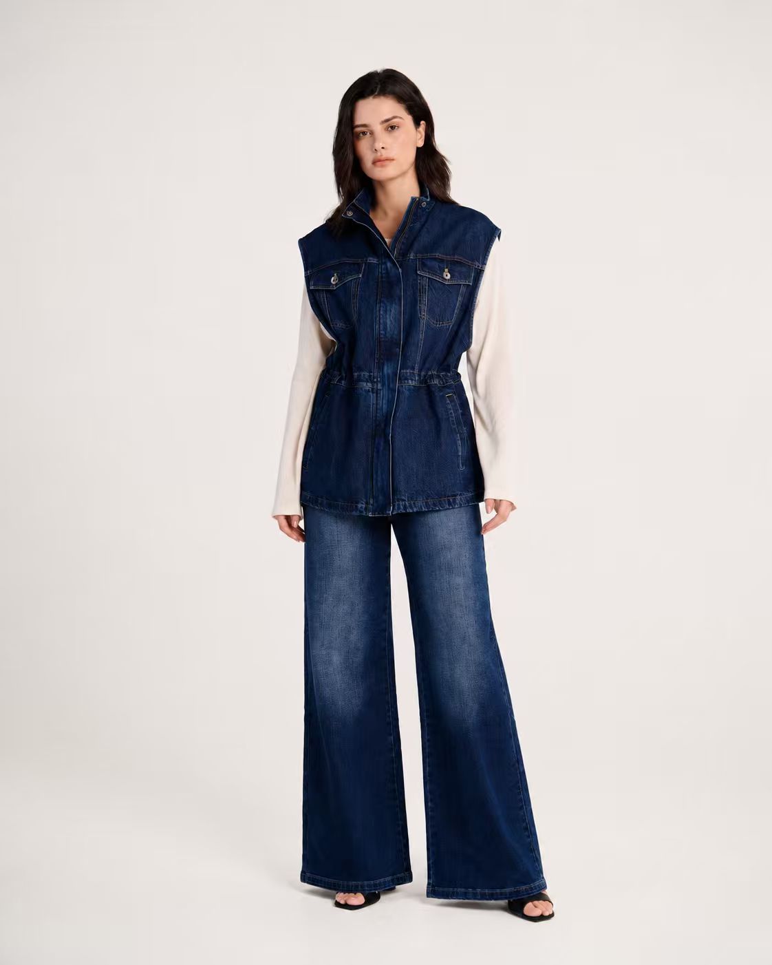 Shaping Wide Leg Jean Navy