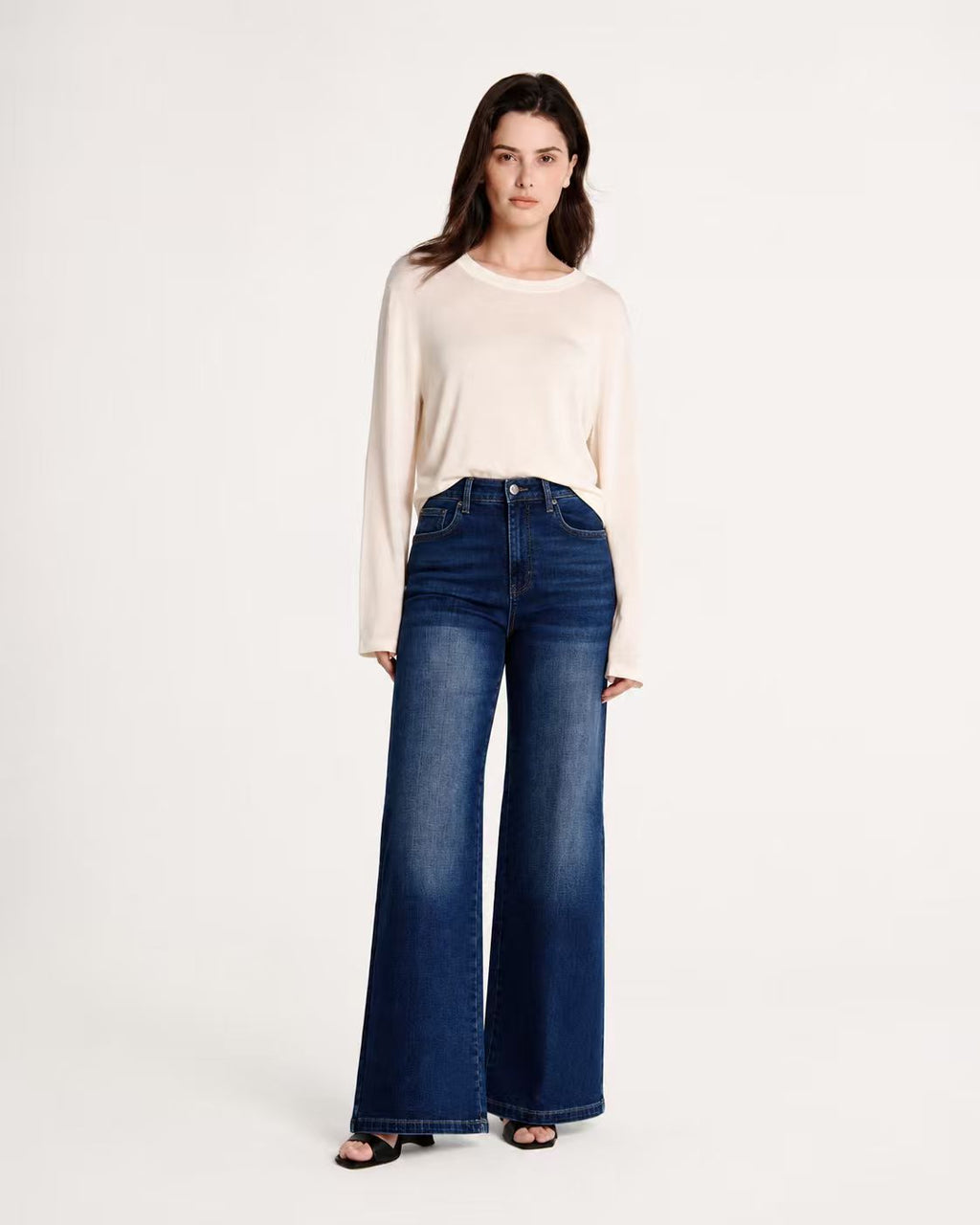 Shaping Wide Leg Jean Navy