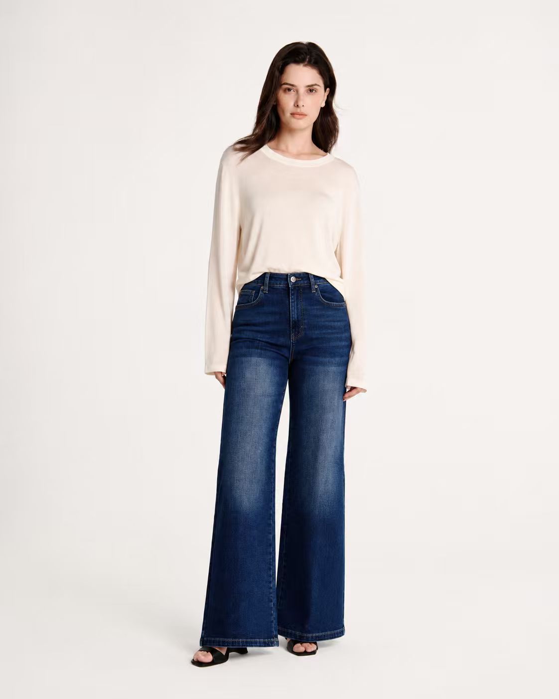 Shaping Wide Leg Jean Navy