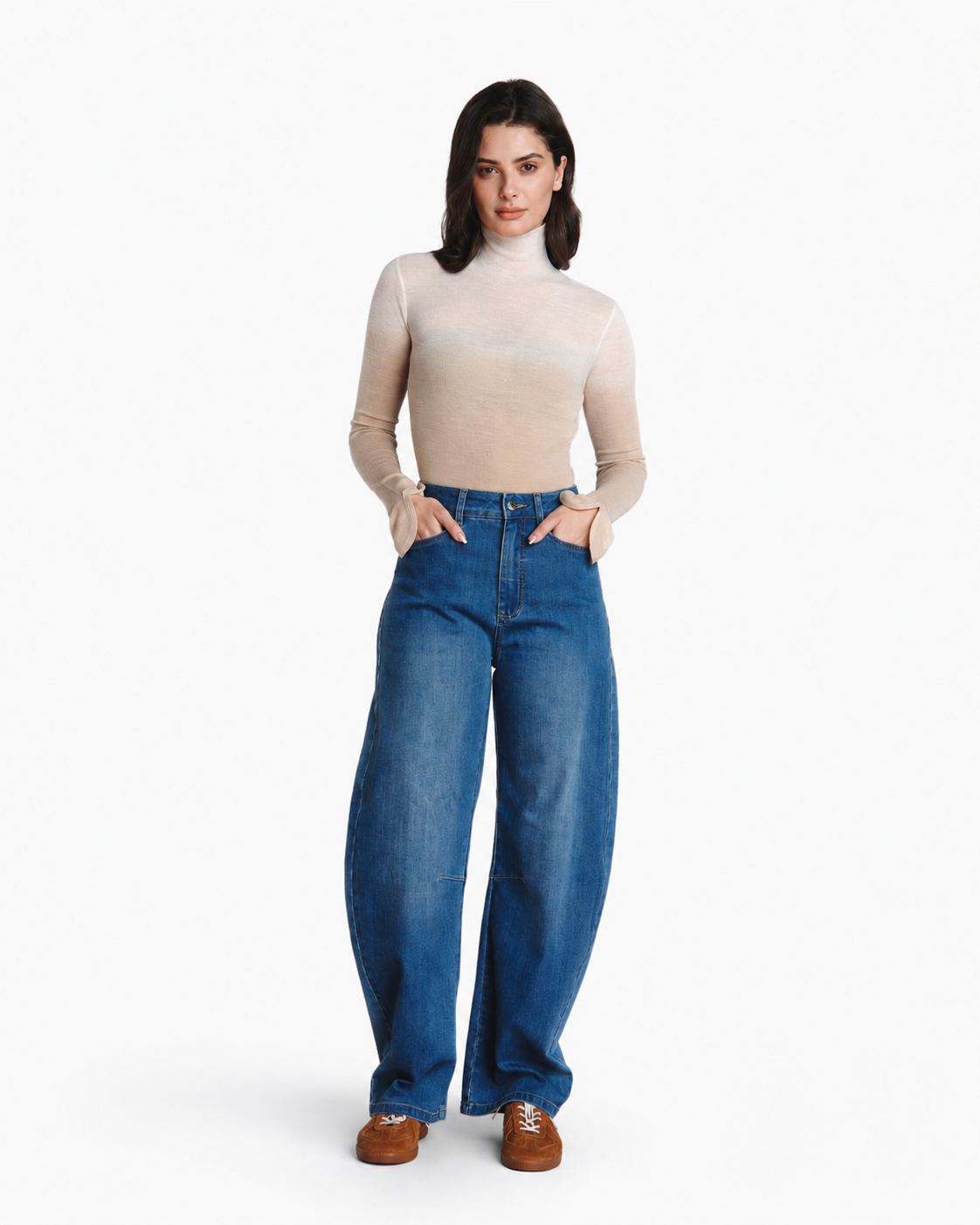 THE DIP-DYED PETAL WOOL TURTLENECK BEIGE
