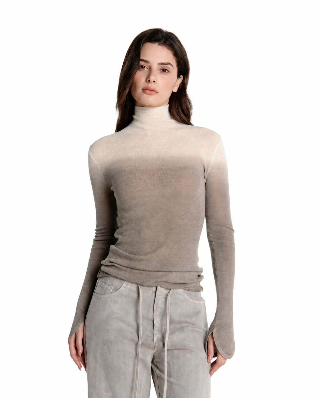 THE DIP-DYED PETAL WOOL TURTLENECK GREY