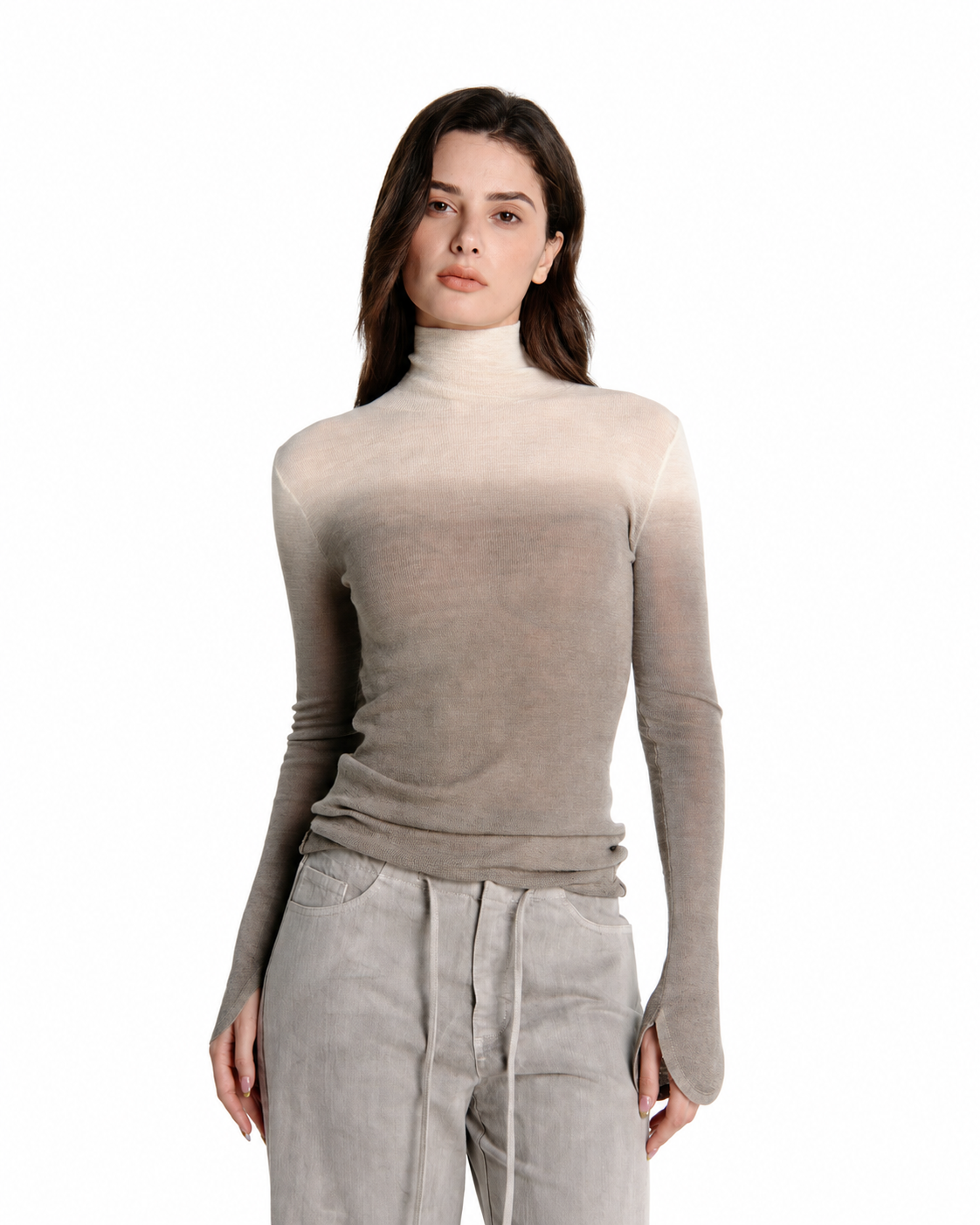 THE DIP-DYED PETAL WOOL TURTLENECK GREY