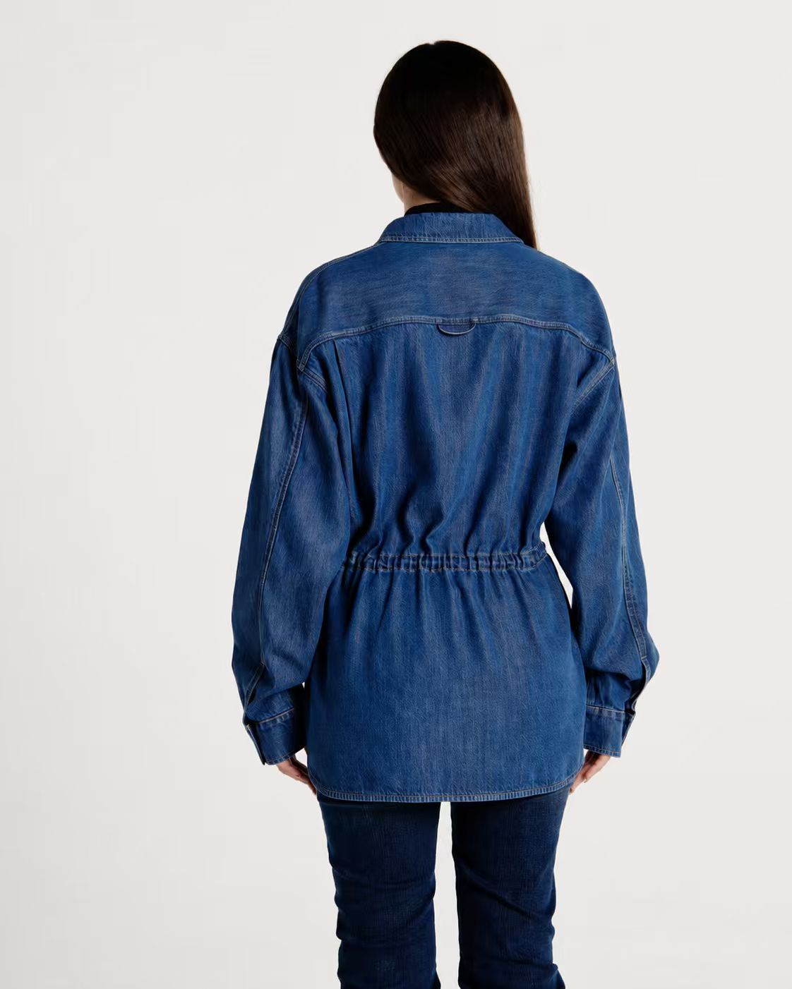Utility Cinch-Waist Denim Shacket