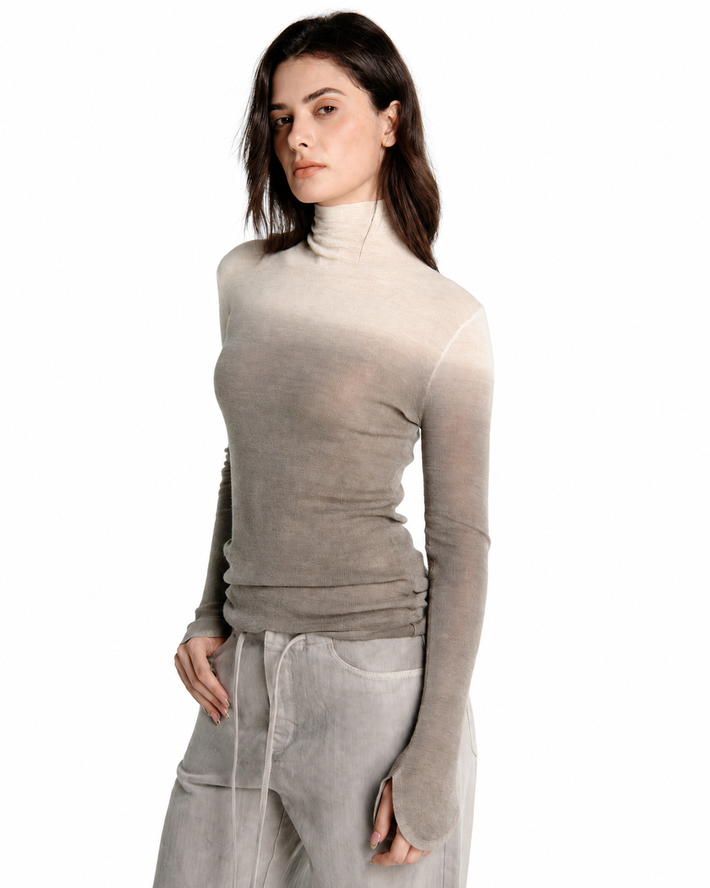 THE DIP-DYED PETAL WOOL TURTLENECK GREY