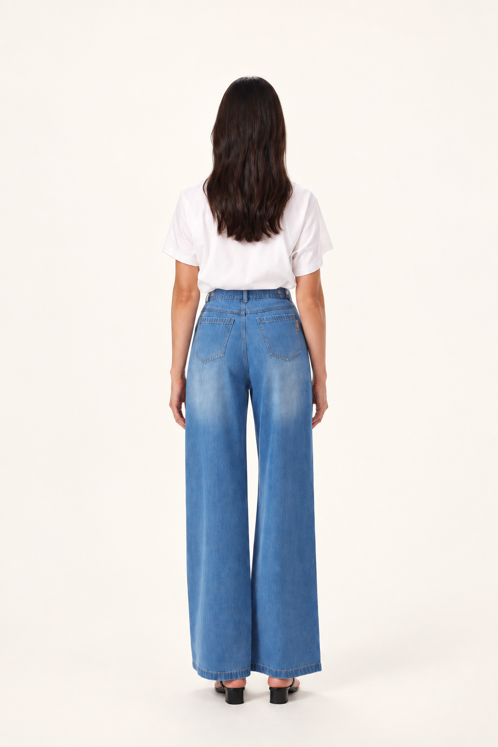 Cinch Waist Wide Leg Baggy Jeans Blue