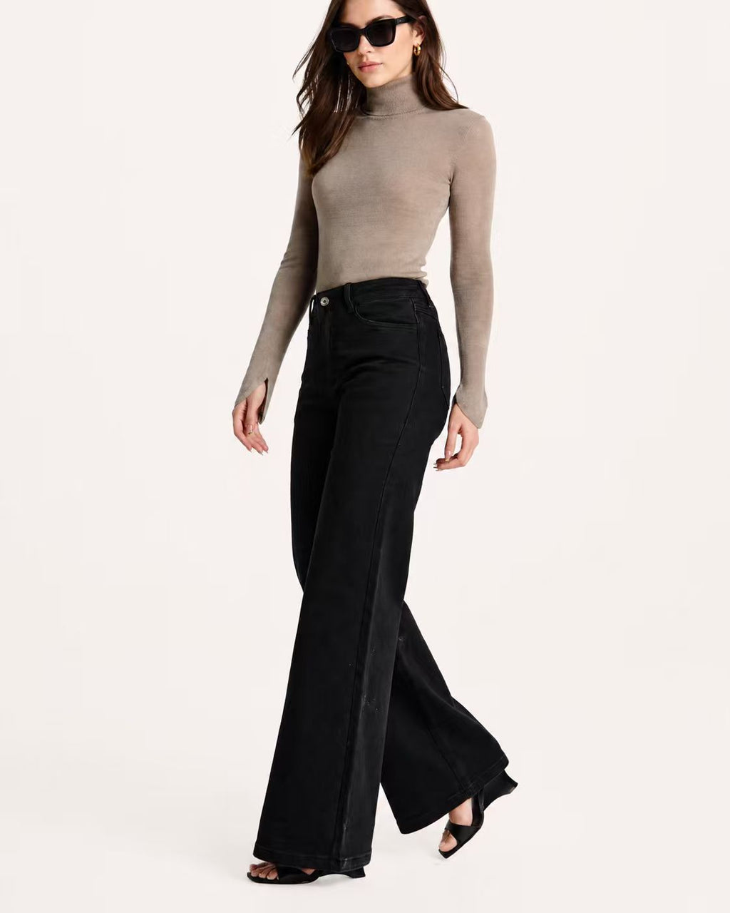 Shaping Wide Leg Jean Black