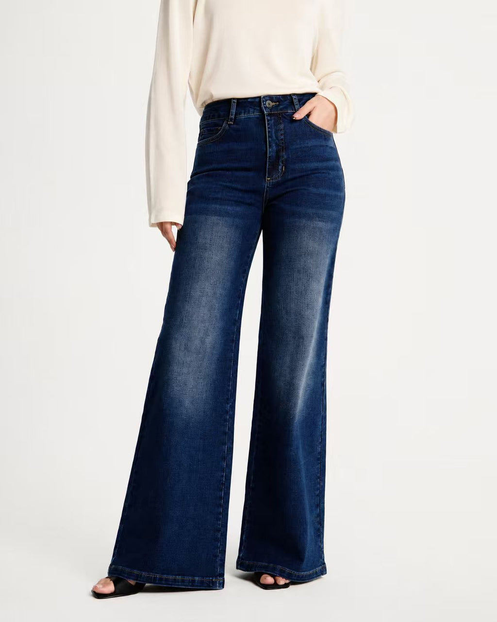 Shaping Wide Leg Jean Navy