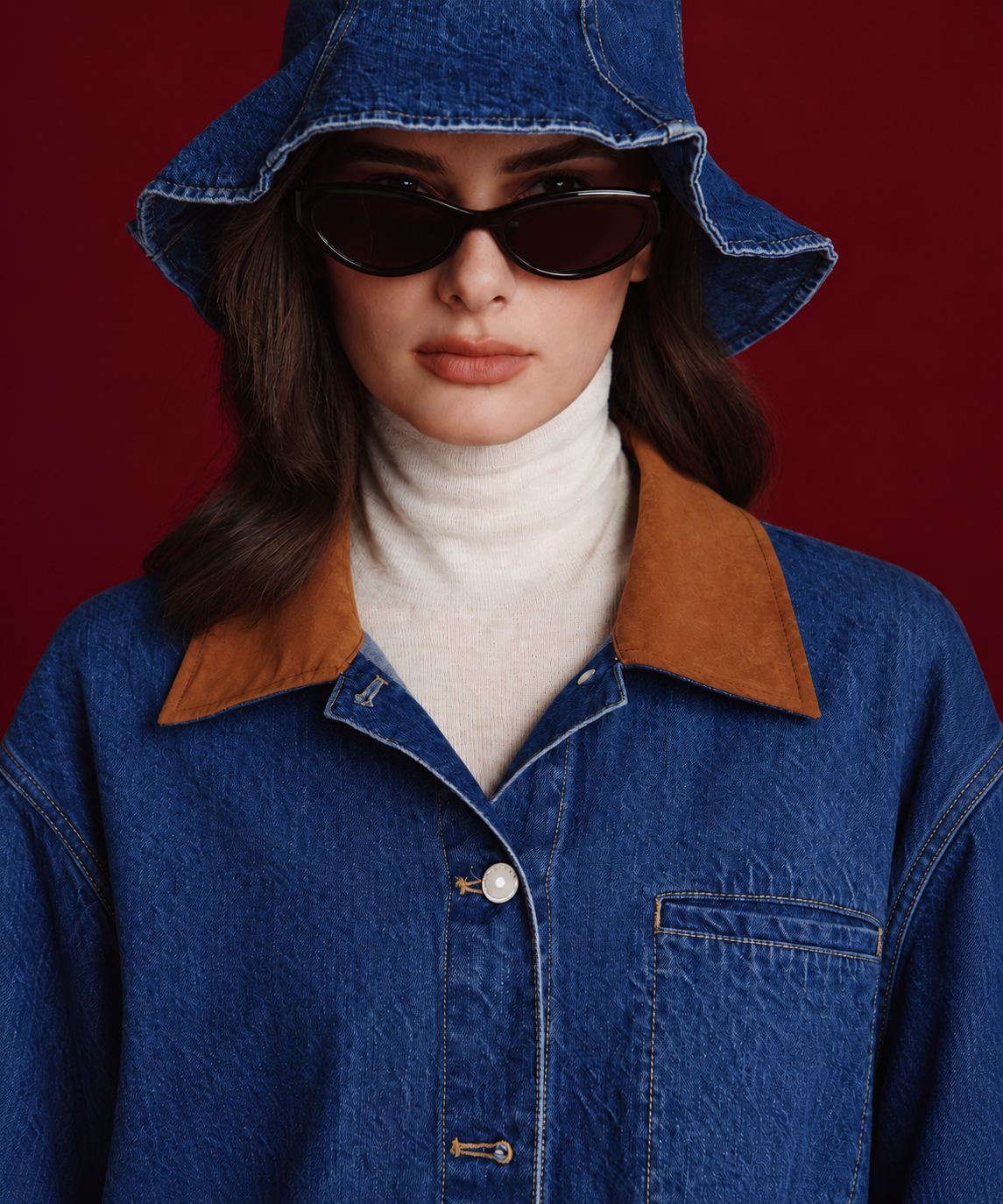 Convertible-Brim Denim Bucket Hat