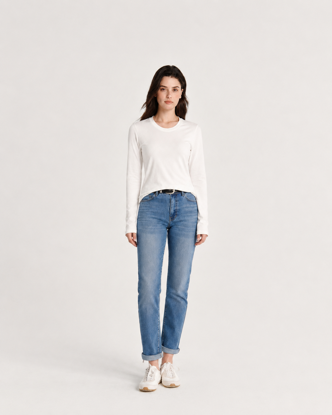 U-crewneck Long-sleeve T-shirt White