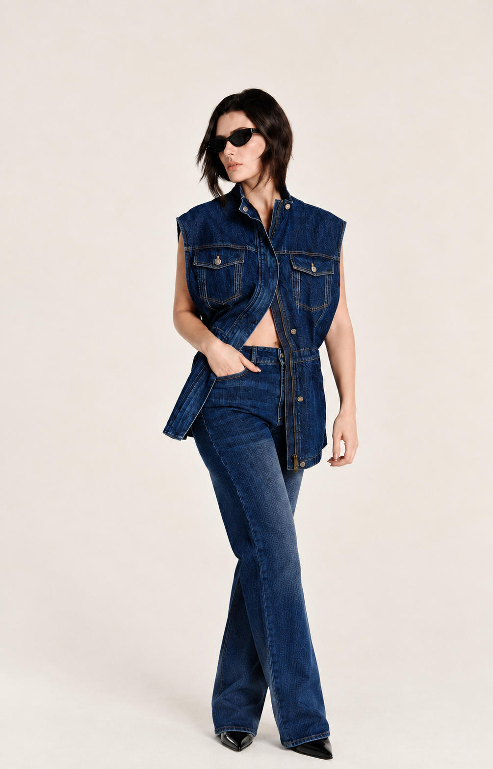 Cinch Waist Denim Gilet