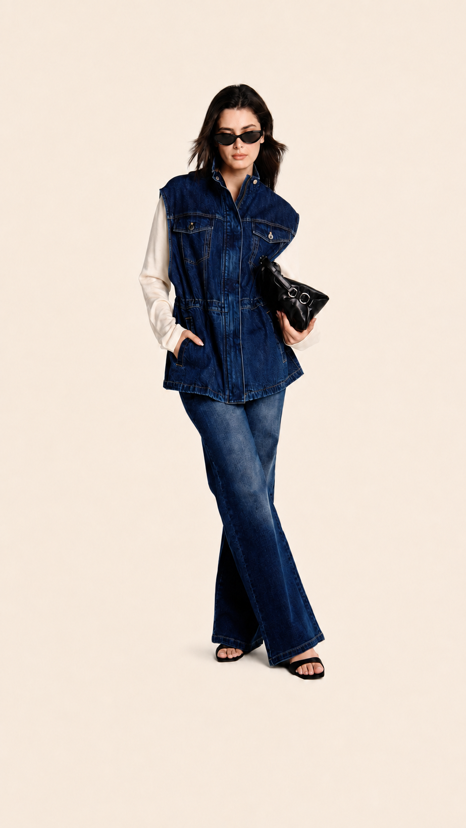 Cinch Waist Denim Gilet