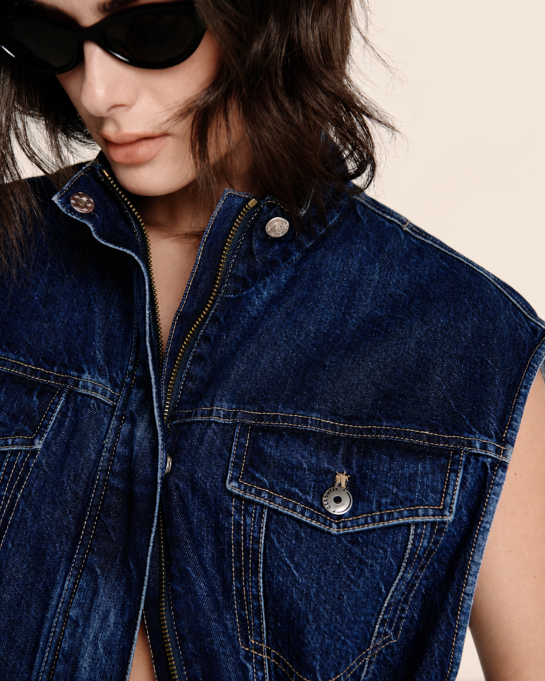 Cinch Waist Denim Gilet