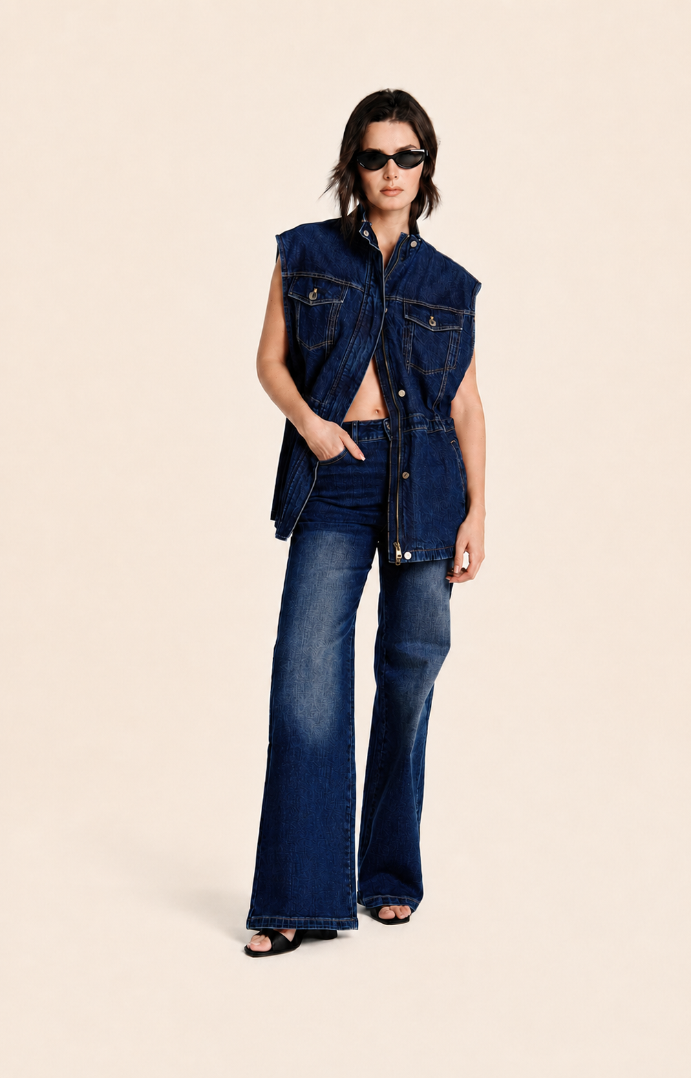 Cinch Waist Denim Gilet