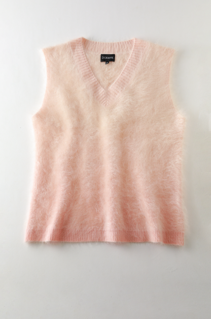 Plant Dye Japanese brushing Cashmere Vest - Pink