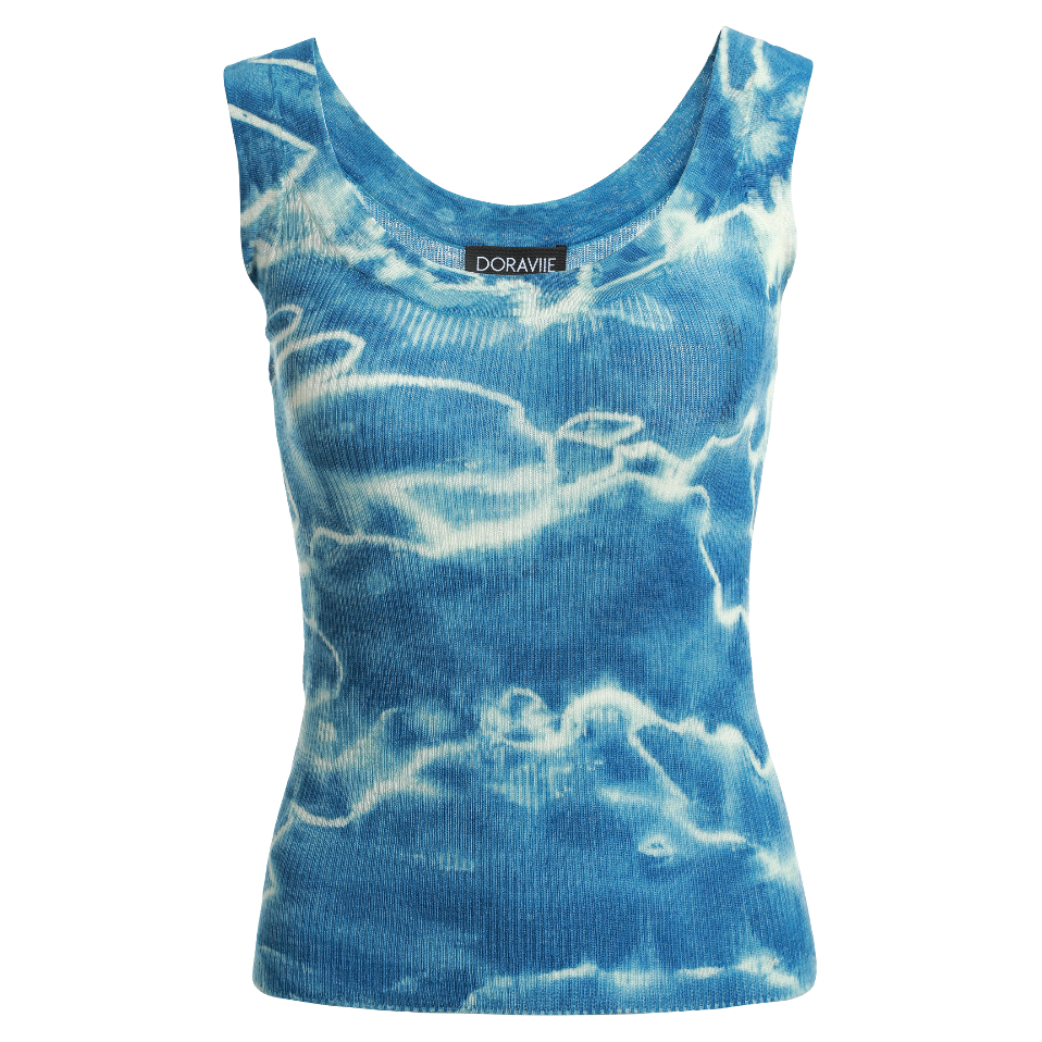 Plant Dye Ultrafine Wool Tank Top - Baby Indigo