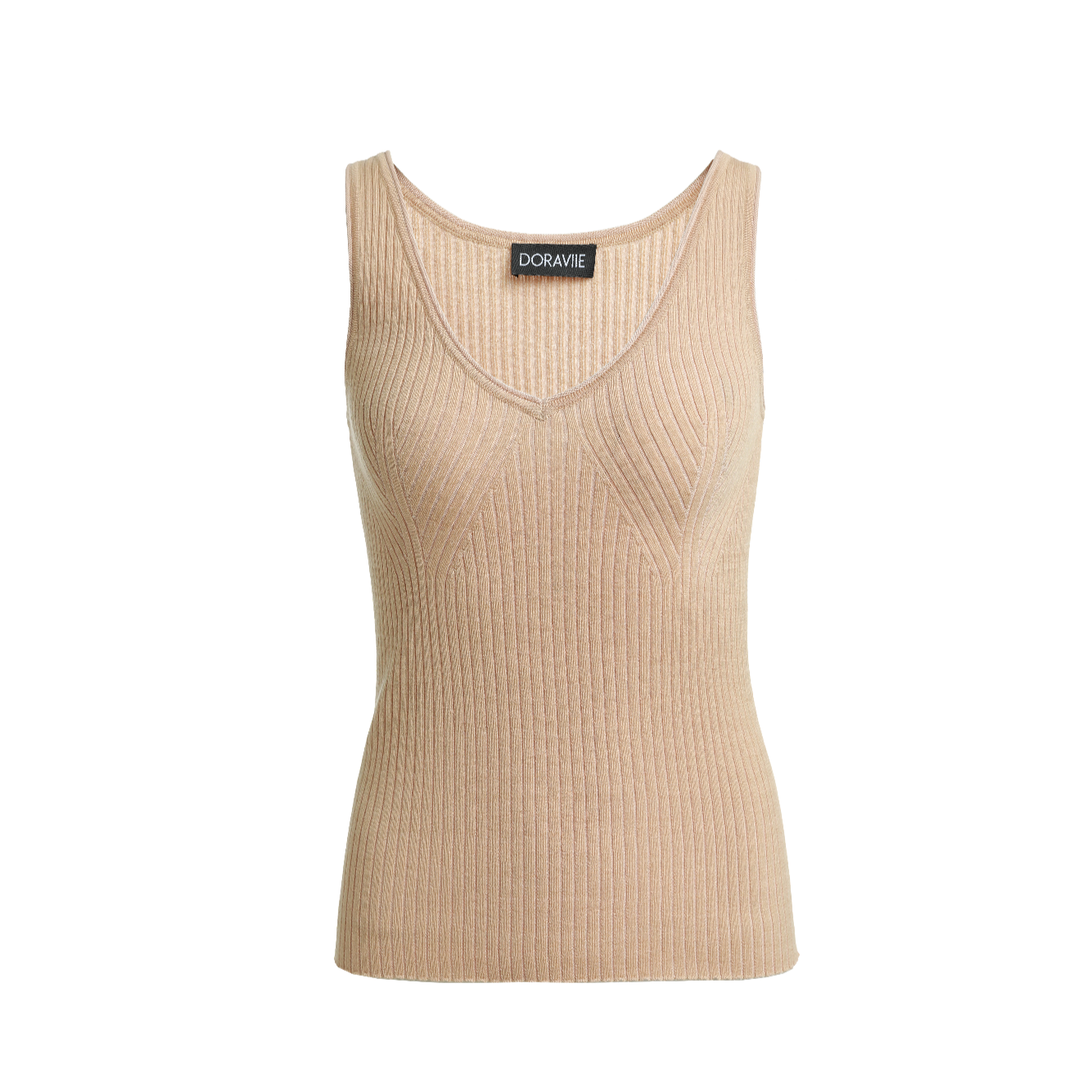 Plant Dye Ultrafine Wool V-neck Vest - Beige