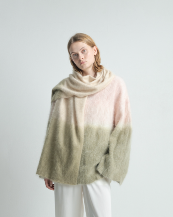 Plant Dye Japanese brushing Cashmere Scarf - Pink