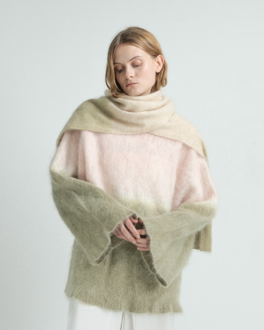 Plant Dye Japanese brushing Cashmere Scarf - Pink